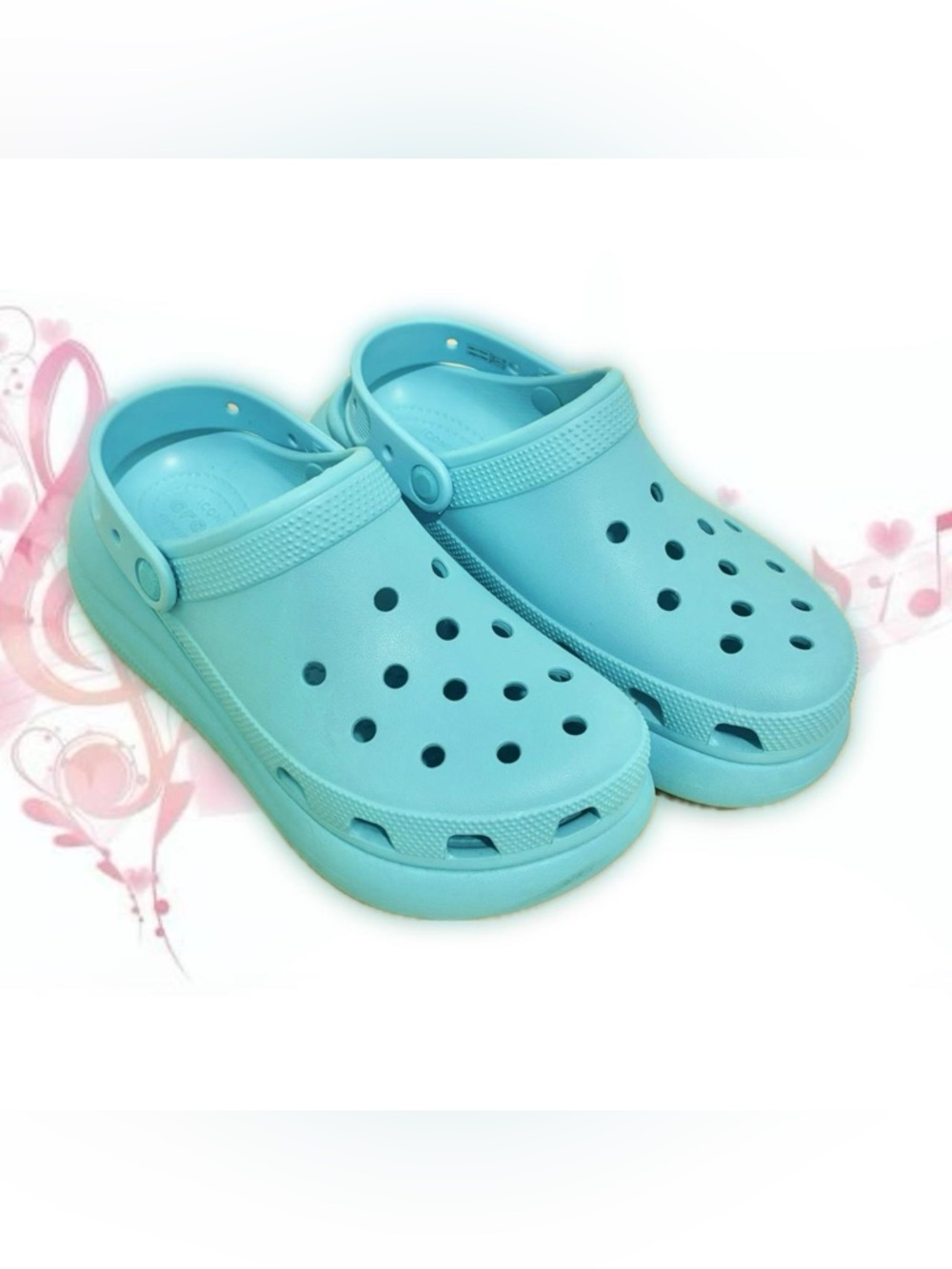 blue platform “crush clog” crocs